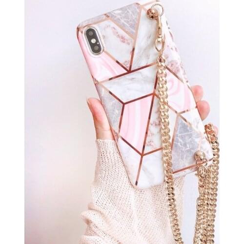 Luxury plating rhombus silicone Crossbody chain stap phone case for huawei P40 pro P30 P20 lite mate20 pro mate30 lite nova4e 3e