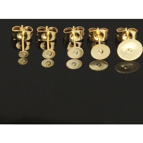 Xinyao 50Pcs/lot Real Gold-plated Stainless Steel Ear Studs With Butterfly Earplugs Earrings for Jewelry DIY Making