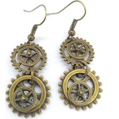2020 New Original Style Axle Center with Gears Smart Short Steampunk Drop Earrings Vintage Bijoux