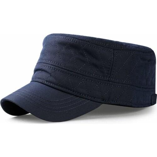 Drop Shipping 2021 Winter Warm Fleece Army Flat Top Hat Man Women Outdoors Big Size Military Cap Fitted Navy Hat 56-59cm 59-63cm