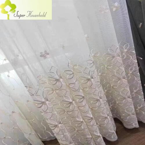 White Lace Luxury Sheer Curtains Panels Floral Embroidery Tulle for Living Room Window Bedroom Privacy Translucent Yarn Drapes