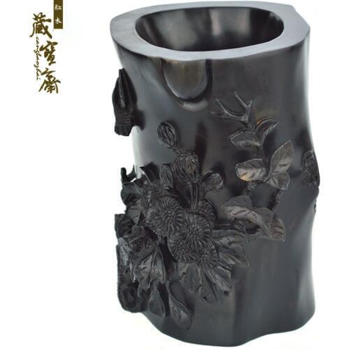 [Tibetan Bao Zhai] Ebony Butterfly red pen pen mahogany wood carving hollow pen pen