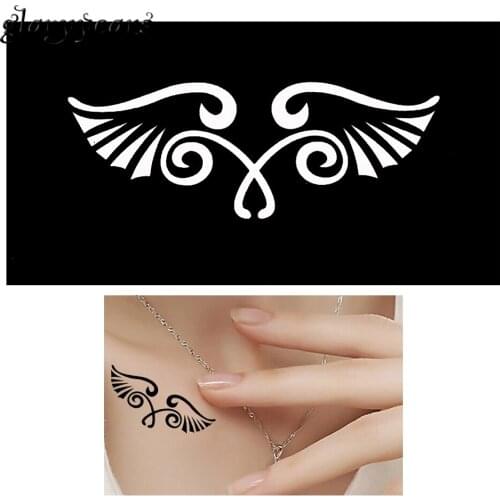 2019 1 Sheet Hollow Henna Mehndi Tattoo Stencil Creative Wing Design Indian DIY Leg Body Art Paint Tattoo Stencil for Women G151
