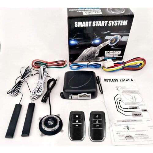 Universal Automatic Keyless Entry System 12V Car Start and Stop Buttons Keychain Kit Central Door Lock with Remote Control