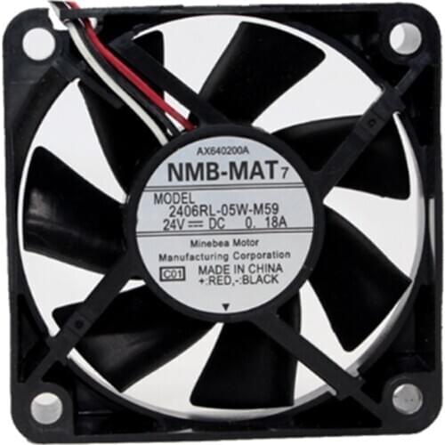 2pcs NMB-MAT 60MM 2406RL-05W-M59 DC 24V 0.18A 6015 60MM 60*60*15MM Cooling Fan Frequency Converter Cooling fan with 2pin 3pin
