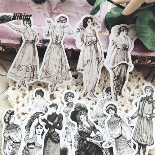 Vintage Black White Series Retro Flower Typewriter Character Sticker Ablum Diary Scrapbooking Stationery Junk Journal Stickers