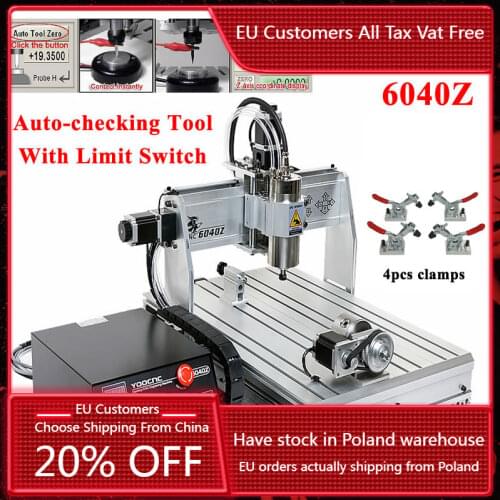 YOOCNC 4030Z 6040Z Router Engraver Engraving Cutting Milling Machine 4 Axis USB Port 800W 1500W 1.5KW 2200W 2.2KW Mach3 Control