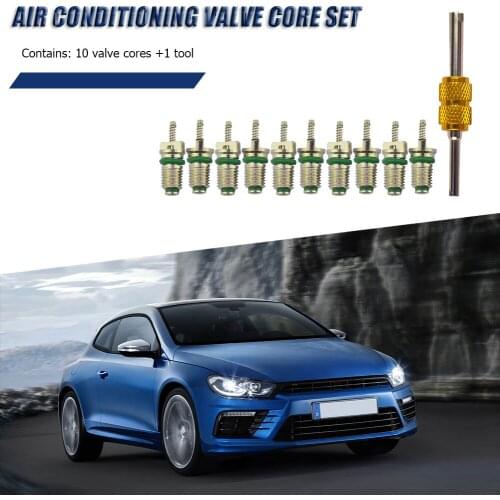 Green Valve Core Remover Tool Automobile Exterior Repair Components 10pcs R134a Car A/C Air Conditioning Valve Cores