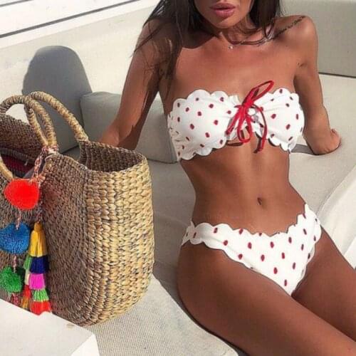 Sexy Polka Dot Bikini Women 2021 Two Piece Swimsuit Push Up Swimwear Floral Side Bathing Suit Brazilian Beach Wear Swimming Suit
