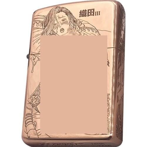 Zorro brass carved red copper high-quality beauty pattern lighter windproof kerosene grinding wheel lighter for boyfriend gift