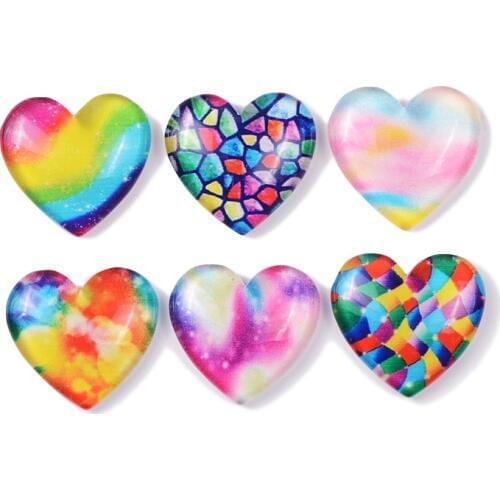 10pcs 24x25mm Colorful Resin Mosaic Heart Flatback Stone Diy Crafts Embellishments Scrapbooking Accessories Decoration Materials