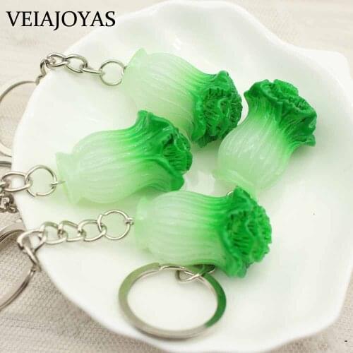 10pcs/lot Creative Simulation Vegetables Keychains Resin Plant Cabbage KeyRing Charm Pendant Car Decor Promotion Gifts Wholesale