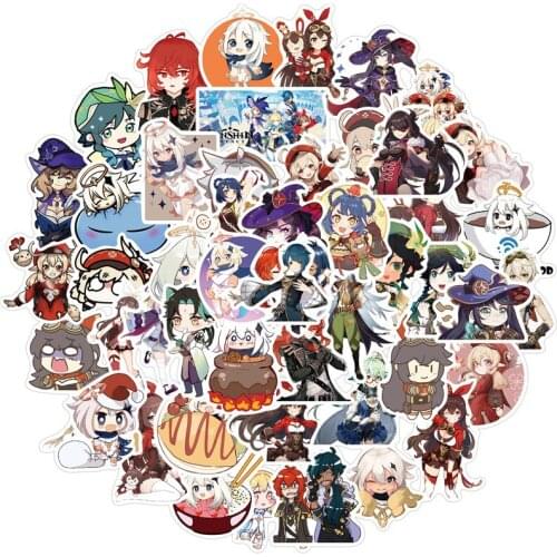 50 100PCS Genshin Impact Stickers Aesthetic Cartoon Anime Graffiti Pegatinas Suitcase Suitcase Guitar Waterproof Naklejki