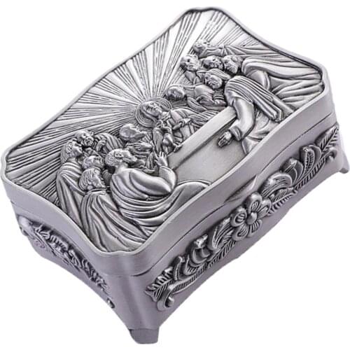 1x Jewellery Box for Women Engraved Trinket Box Vintage Silver Jewelry Case Gift