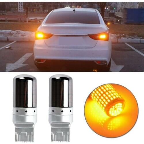 2Pcs Chrome 7440 T20 144SMD Amber Canbus Error Free LED Lamp Bulb Turn Signal Light