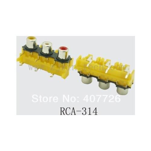 2PCS/PACK) High quality RCA jack connector female audio/video jack three hole RCA-314 (yellow+white+red)