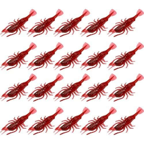20pcs/pack Soft Worm Shrimp Sea Fishing Lures Artificial Lobster Prawn Minnow Bait 8cm Fishing Baits for Fisherman