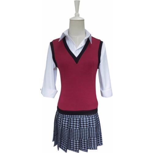 2018 Comics Kakegurui Compulsive Gambler Ikishima Midari School Uniform Sweater Vest Waistcoat Shirt Skirt Anime Cosplay Costume