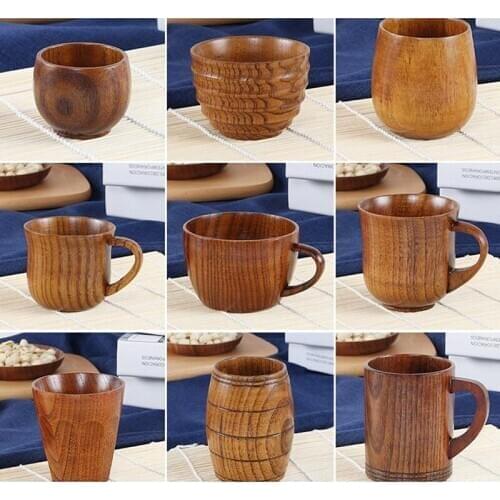 2020 Wood Cup Natural Classical Handcrafted Big Belly Beer Coffee Milk Juice Tea Cup Tumbler