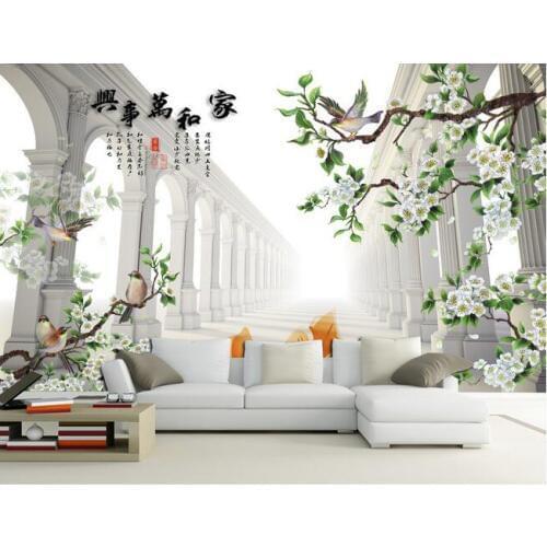 3d wallpaper custom mural figure flowers and birds tv background home decor photo living room wallpaper for walls 3 d