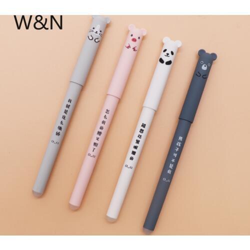 4 Pcs/Set Cute Pink Pig Panda Mouse Bear 0.35mm Erasable Pen Blue Ink Magic Gel Pen for School Office Supply Student Stationery