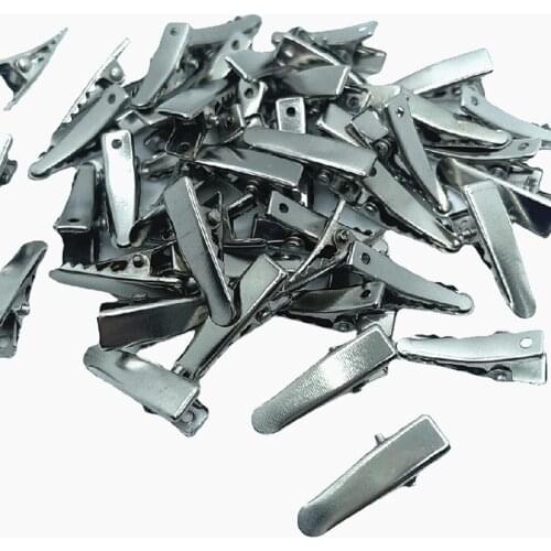 50pcs Small 23x6mm Silver Metal Alligator Prong Hair Clip Craft Wedding Party