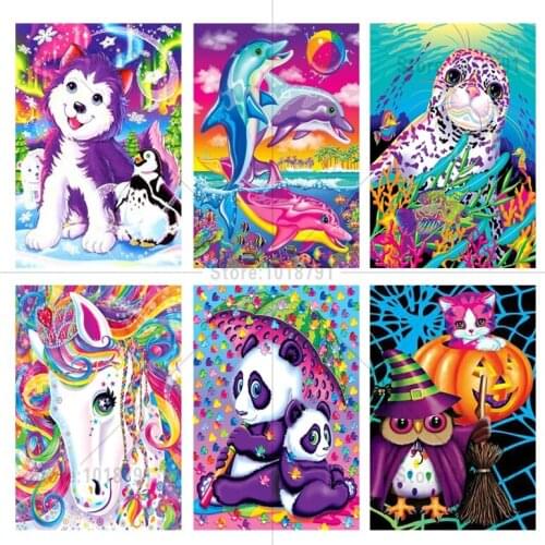 5D Diy Diamond Painting Color Animal Dog Cross Stitch Square Needlework Diamond Embroidery Full Diamond Decorative