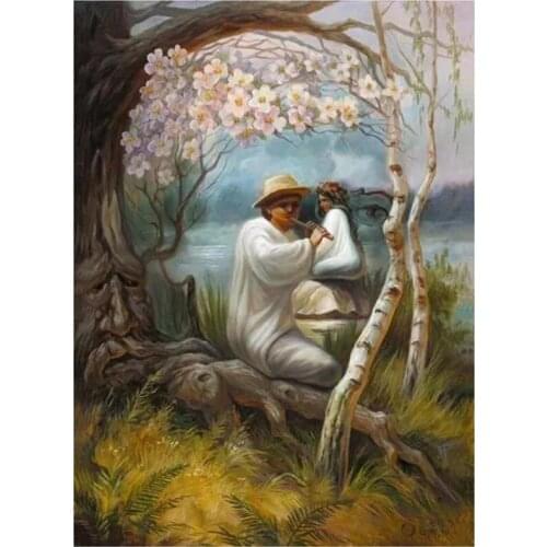 5D DIY Full Round Diamond Painting "Picture-In-Picture Character Landscape"Cross Stitch 3D Embroidery Mosaic Home Decor Art Y549