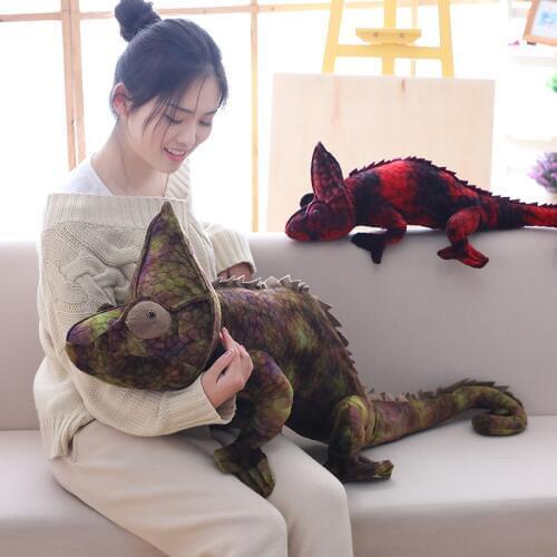 70cm/100cm Big Simulation Chameleon Plush Animals Stuffed Dragon Pillow Birthday Gifts Kids Toys