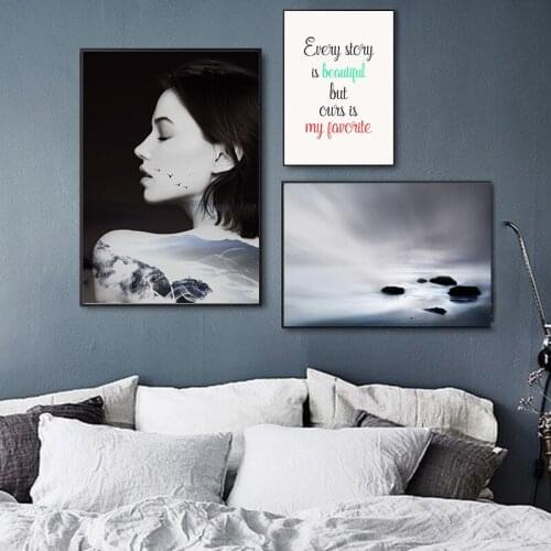 Abstract Art Black And White Posters And Prints Canvas Painting Stone Wave Wall Pictures Ink Painting Modern Living Room Decor