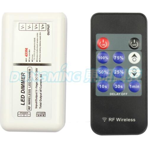 Free Shipping DC12V-24V 8A 192W RF Remote LED dimmer 11key Single Color led Dimmer Controller For LED Single Color Strip