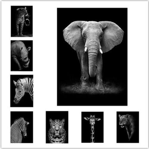 Black White Elephant Giraffe Zebra leopard 5D animal Diamond Embroidery full square/round drill diy diamond painting home decor