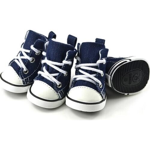 4Pcs Hot Sale Puppy Pet Dogs Denim Shoes Fashion Sport Boots Anti-slip Bootie Walk Causal Sneaker Large New