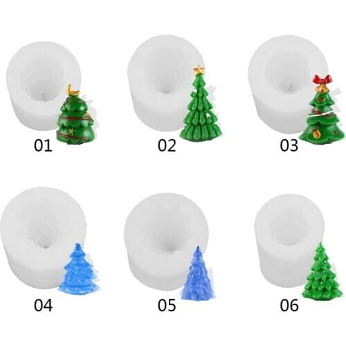 3D Christmas Tree Candle Mold Silicone Clay Soap Mould DIY Chocolate Cake Decor 270F