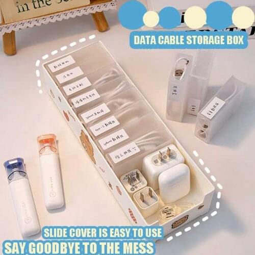 Ins Data Cable Storage Box Divided Grid Japanese Room Artifact Office Desktop U Disk Charging Cable Cosmetic Finishing