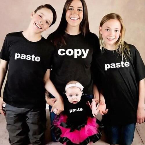 Copy Paste Family Matching Tshirt Mummy Daddy Kids Baby Toddler Girl Boy T Shirt Father Mother Daughter Son Outfits Summer Tops