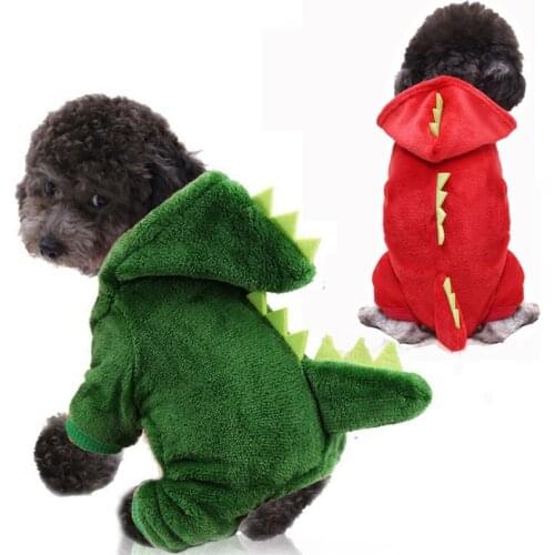 Pet Cat Dinosaur Costumes Clothes Winter Warm Plush Cat Coat Small Cat Kitten Hoodie Puppy Funny Dog Clothes