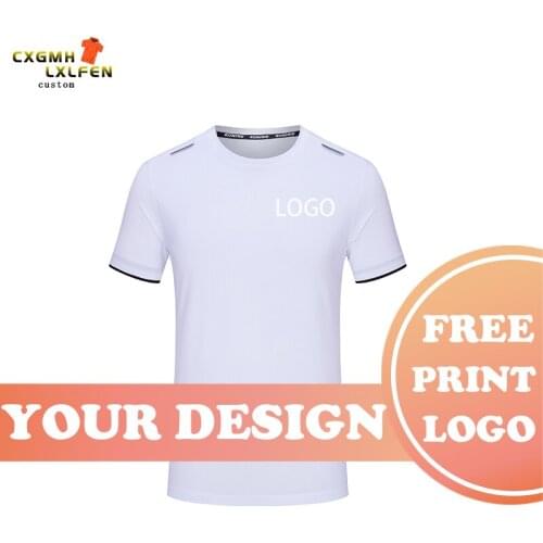 Summer new mens T-shirt multicolor round neck ice silk quick-drying casual T-shirt high-end custom logo printing brand text