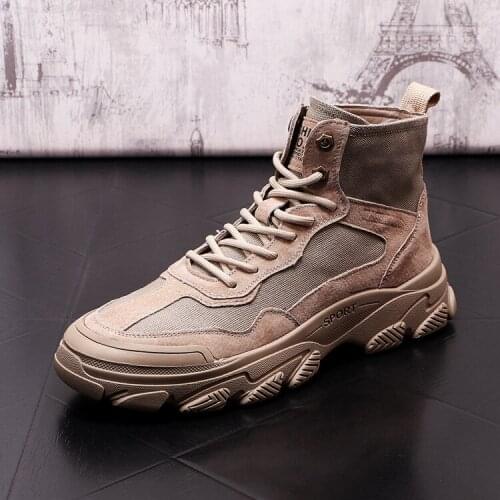 Fashion Suede Leather Men Martin Shoes Sneakers High Tops Hip Hop WORK Casual Shoes Ankle Boots Zapatillas Hombre