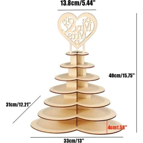 Mr & Mrs Wooden Chocolate Candy Heart Wedding Centrepiece Display Stand Holder Party Decor P15D