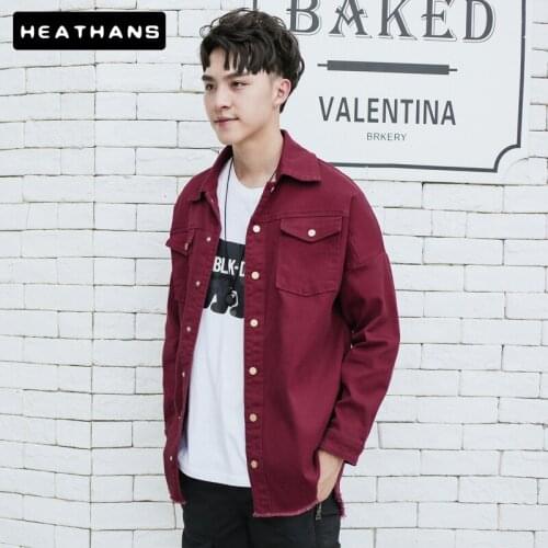Spring Autumn Denim Jacket Mens Youth Korean Style Buttoned Long Sleeves Jean Jacket Men Solid Color Raw Edge Jacket Size S-4XL