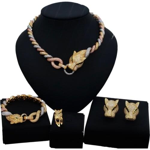 Yulaili New Luxury Bridal Jewelry Sets Fashion Full Cubic Zircon Necklace Earrings Bracelet Ring Women Wedding Party Accessories