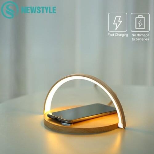 10W Qi Fast Wireless Charger Table Night Lamp For iPhone X XR XS Mobile Phone Charging Holder Night Light Pad Phone Stand