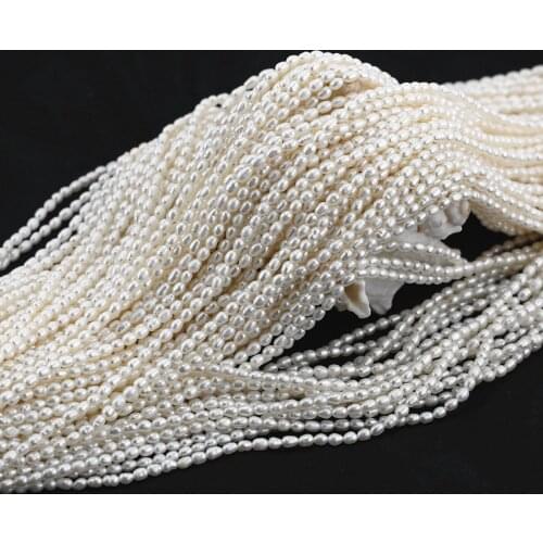 5 strands Small 3-3.5mm 5A rice white pearl strands loose beads women lady jewelry DIY