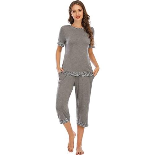 2020 Autumn and Winter New Womens Loose Home Wear Pajamas Women Short Sleeve Suit Pajamas for Women Pyjamas Women Night Gown