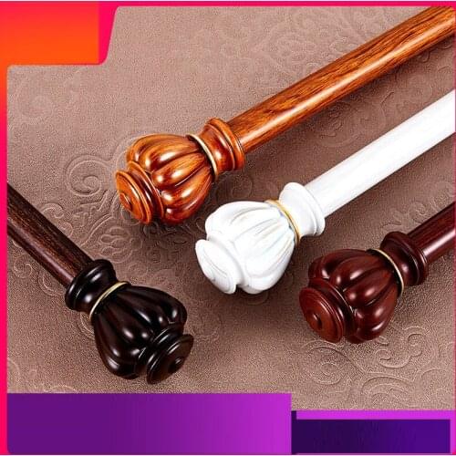 NEW Imitation wood grain curtain rod Roman rod thickening mute aluminum alloy track single and double pole