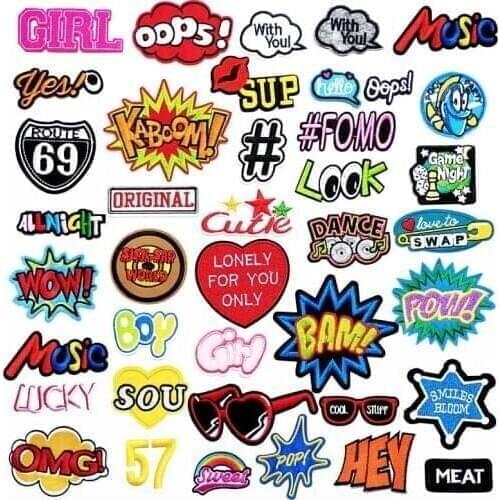 OOPS OMG WOW DIY Cloth Badges Mend Decorate Iron On Clothes Apparel Decoration Applique Patches