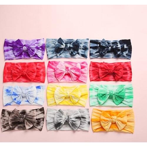 Bulk 24pc/lot 2020 New Tie Dye Prints Nylon Baby Headbands,Tie Dye Hair Bows Nylon Headband Turban,Kids Girls Hair Accessories