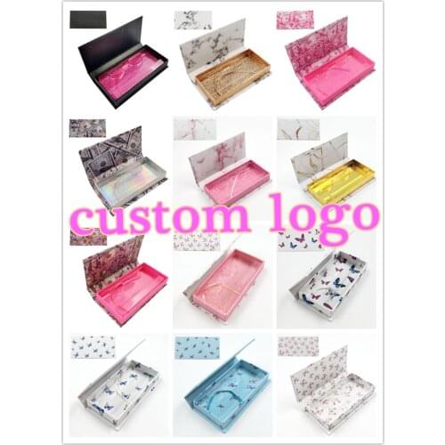 Wholesale Eyelash Packaging Box Lash Boxes Packaging Custom logo 25mm Mink Eyelashes Package Storage Case Vendors Stock