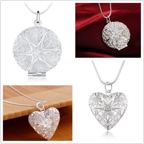 925 Silver Free Shipping Retro Classic Memories Hollow Round Frame Love Necklace Pendant Necklace 2021 Trendy Classic Jewelry